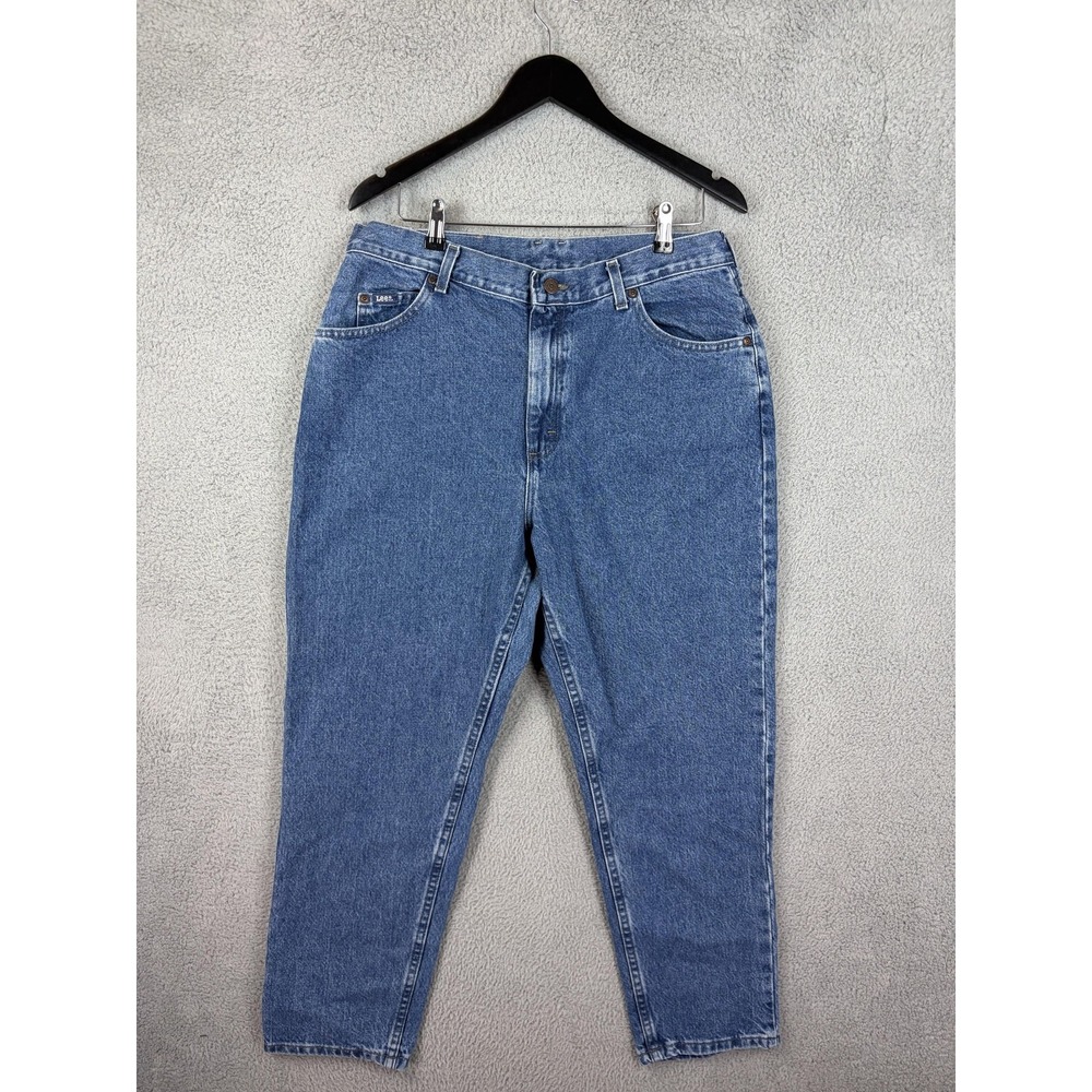 Lee Jeans Womens 16 Petite Blue Relaxed High Rise Tapered Pepper Stone Denim New - Picture 8 of 10